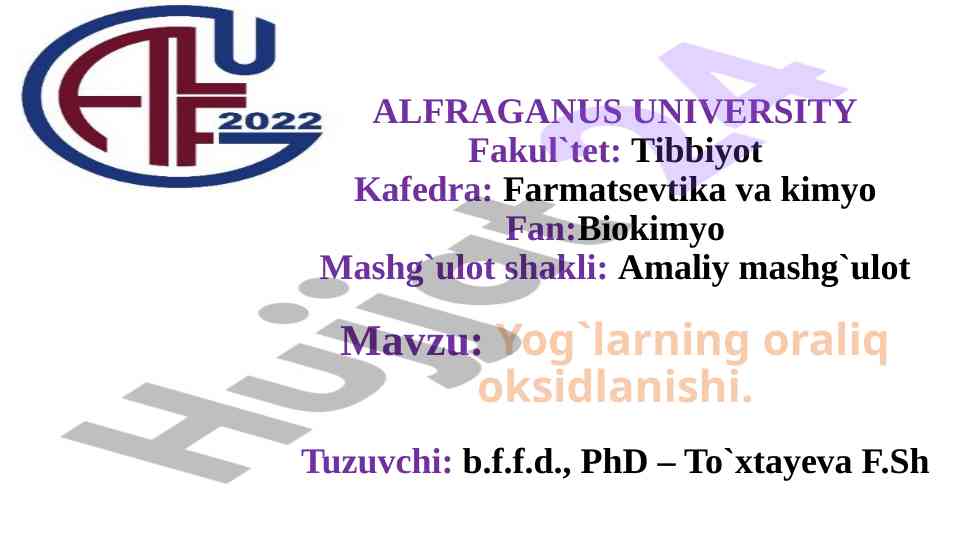 Yog' kislotalarining β− oksidlanishi nazariyasi