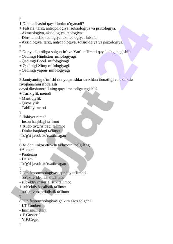 Din fenomenologiyasi va ta'limotlarni o'rganish