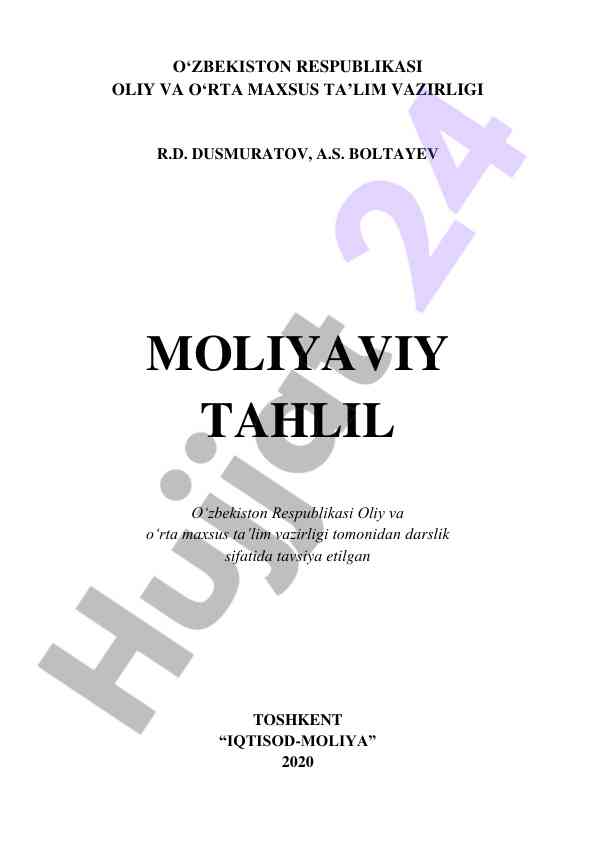 Moliya tahlili: o‘zbekistonda ta’lim va amaliyot