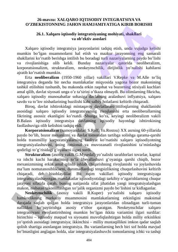 Xalqaro iqtisodiy integratsiya tahlili va rivojlanishi