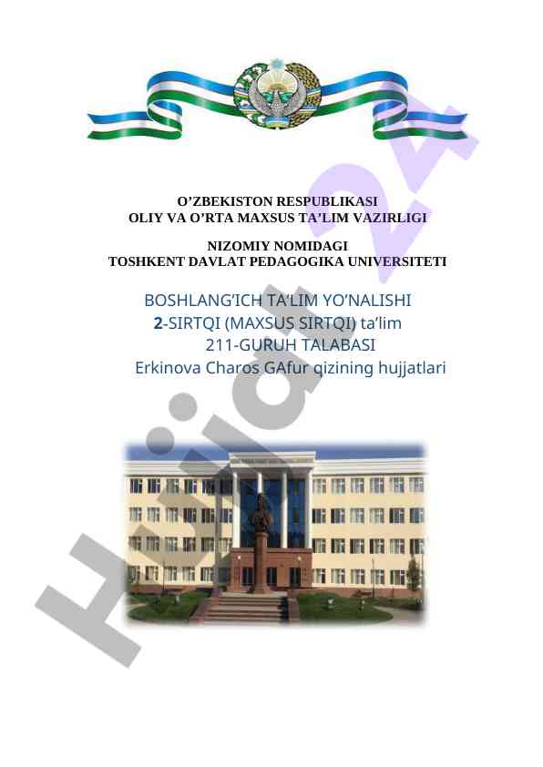 Boshlang'ich ta'lim yo'nalishidagi hujjatlar tahlili