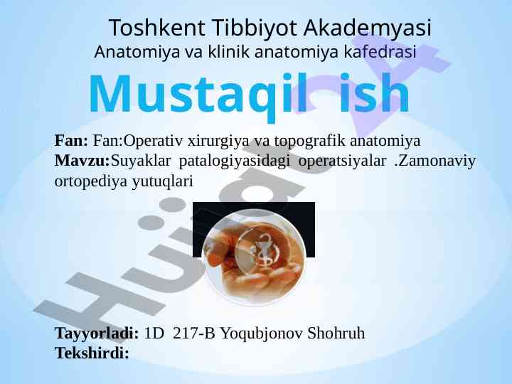 Suyaklar patalogiyasidagi operatsiyalar tadqiqoti