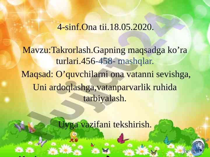 Ona tili 4-sinf takrorlash mavzusi