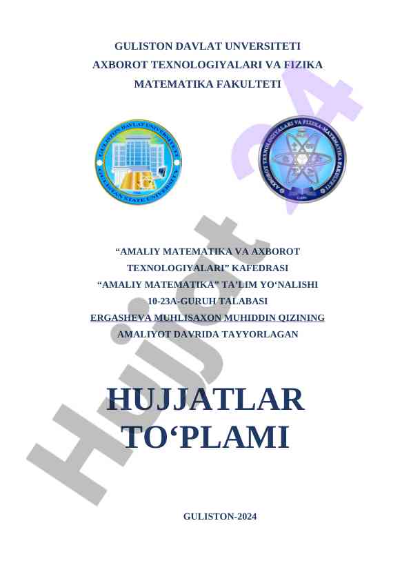 Amaliy matematikada malakaviy amaliyot hujjatlari