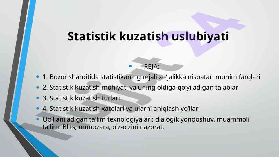Statistik kuzatish uslubiyati va ta'lim texnologiyalari