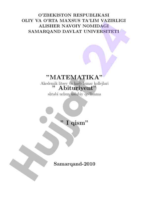 Matematika uslubiy qo‘llanma i qism