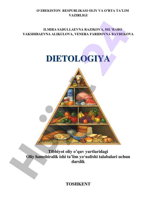 Dietologiya darslik oliy hamshiralik ishi talabalari uchun