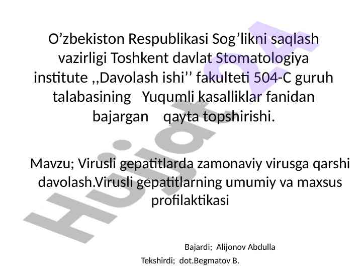 Virusli gepatitlarda zamonaviy davolash usullari