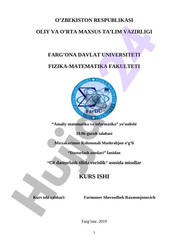 C# dasturlash tili: vorislik asoslari bo'yicha misollar
