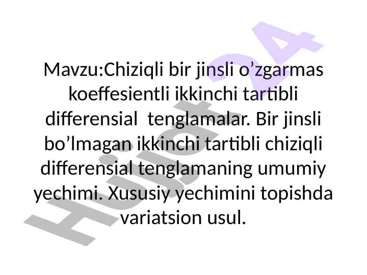 Ikkinchi tartibli differensial tenglamalar tahlili