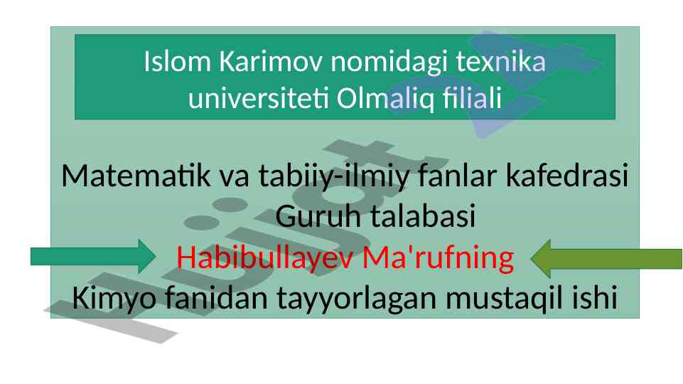 Elektroliz qonuni va faradeyn qonuni tahlili