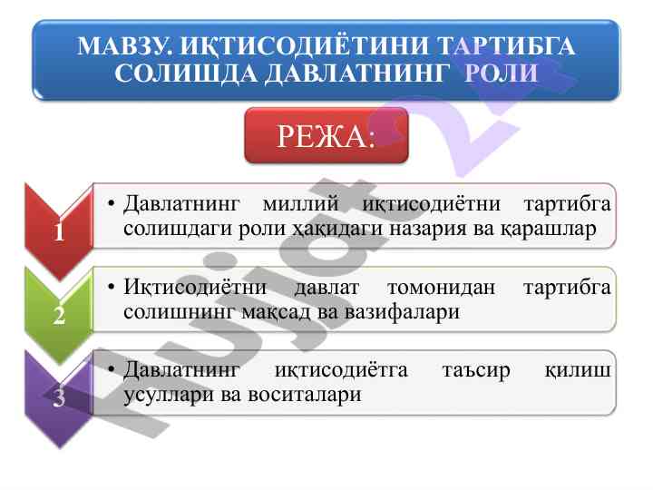 Davlatning iqtisodiyotni tartibga solishdagi roli