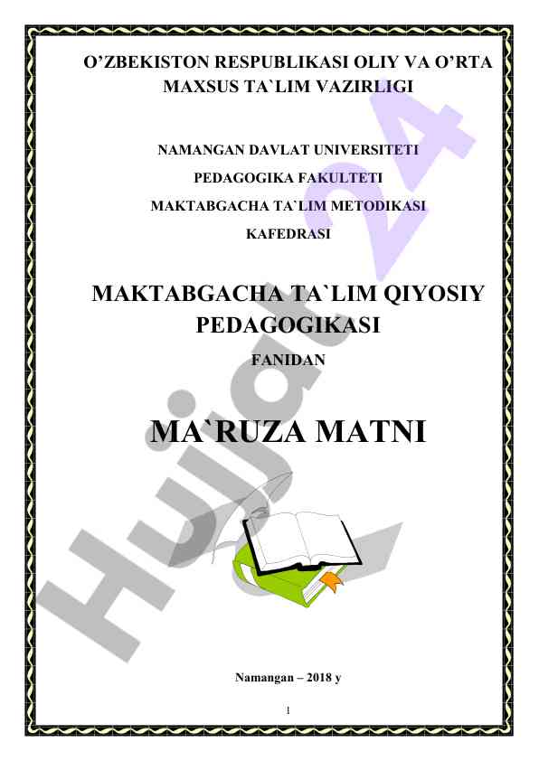 Maktabgacha ta’lim qiyosiy pedagogikasi ma’ruza matni