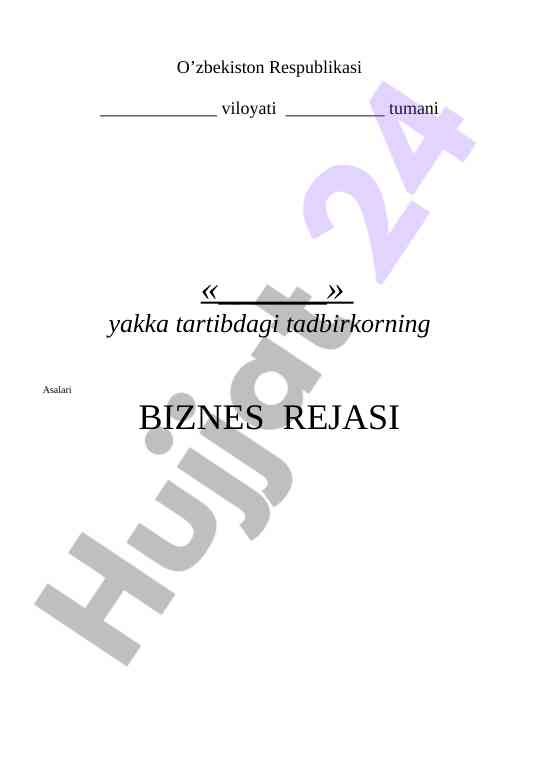 Asalari biznes rejasi loyihasi taqdimoti
