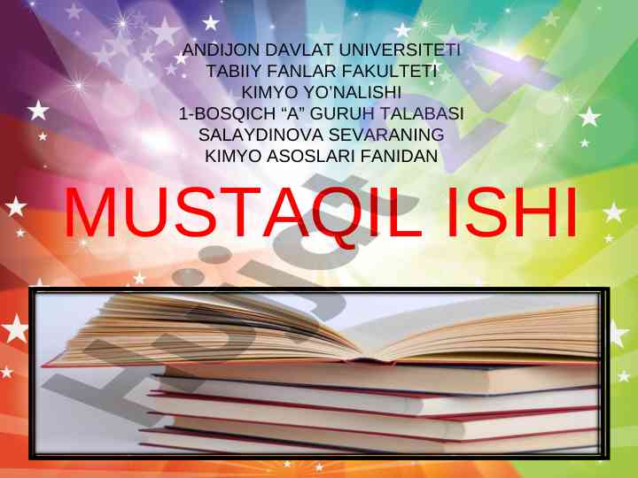 Tuzlar gidrolizi fanidan mustaqil ish
