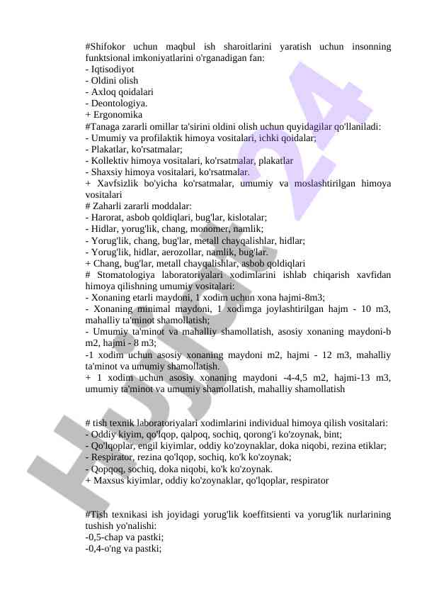 Ergonomika va ish sharoitlari: himoya vositalari