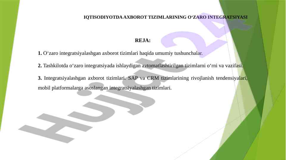Iqtisodiyotda axborot tizimlarining o‘zaro integratsiyasi