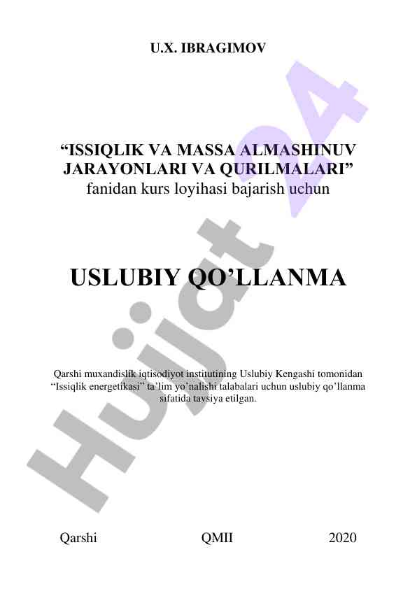 Issiqlik va massa almashinuv jarayonlari va qurilmalari
