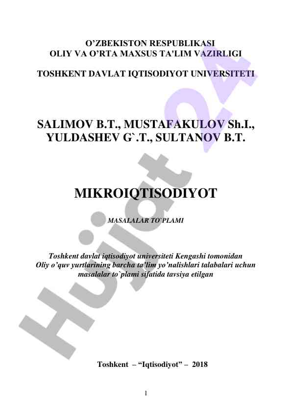 Mikroiqtisodiyot masalalar to‘plami