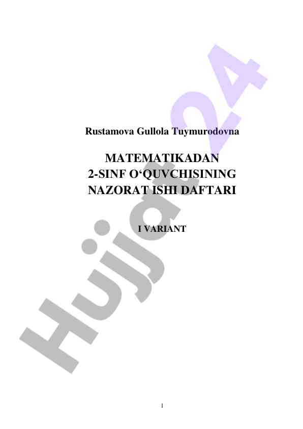 Matematika nazorat ishlari daftari 2-sinf variant 2