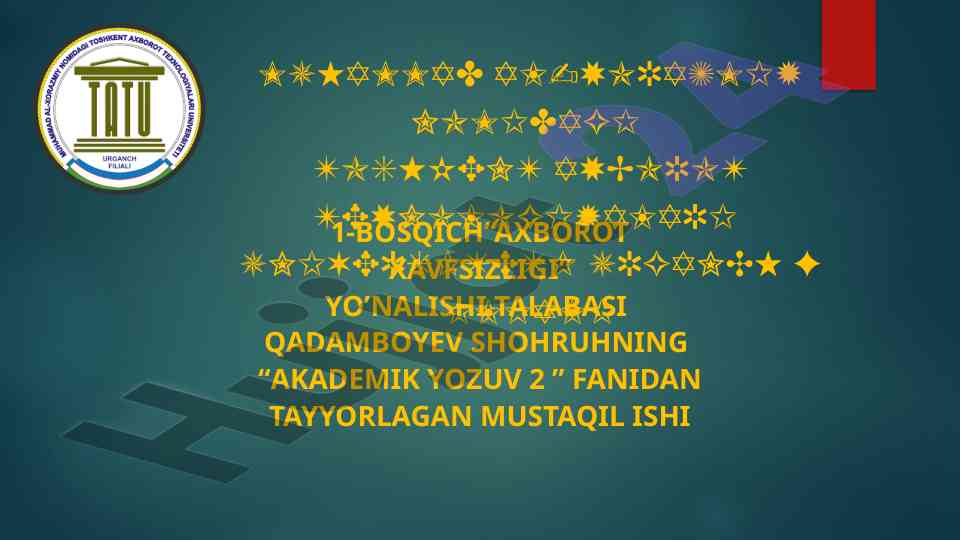Matn va uning turlari bo'yicha mustaqil ish