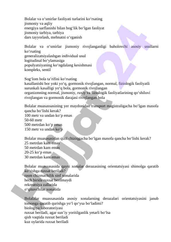 Bolalar va o‘smirlar faoliyati turlari