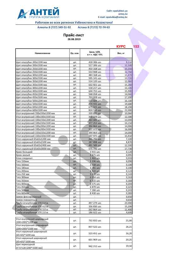 Cement formwork panel price list uzs