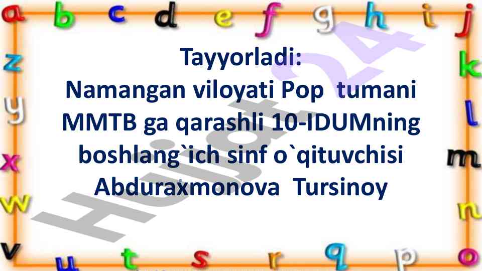 1-sinf ona tili dars ishlanmasi h,x tovushlari