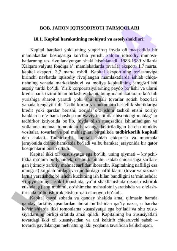 Kapital harakatining mohiyati va asosiy shakllari