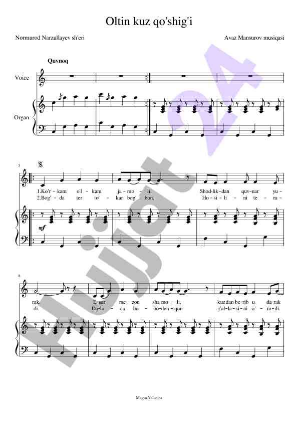 Oltin kuz qo'shig'ining musiqiy asoslari
