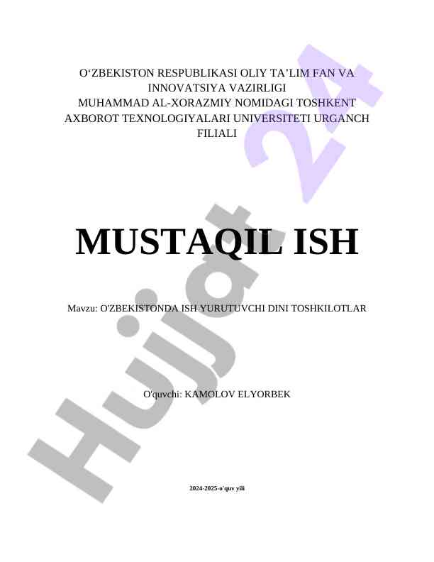 O'zbekistonda Ish Yurituvchi Dini Tashkilotlar