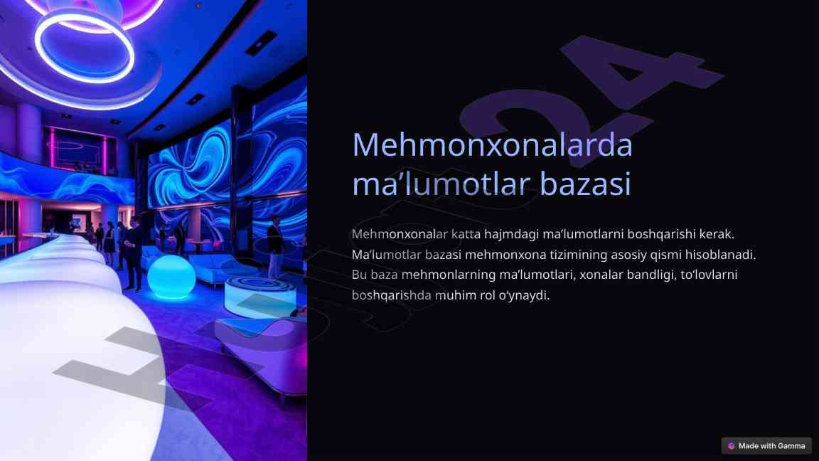 Mehmonxona ma'lumotlar bazasi tizimlari