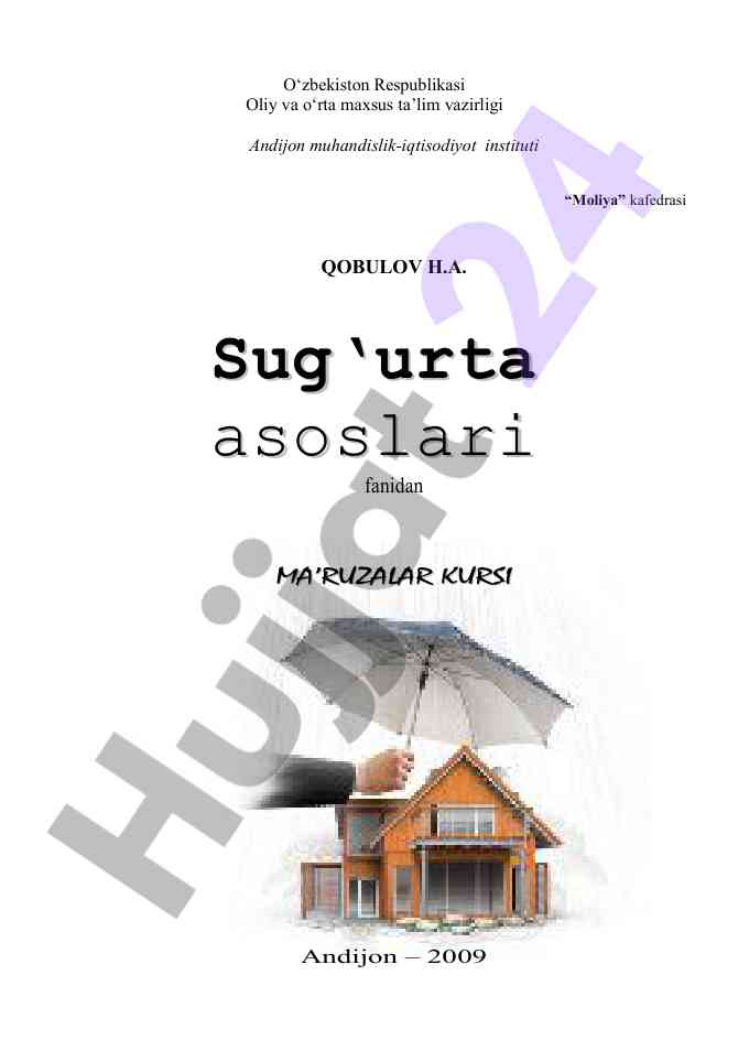 Sug‘urta asoslari fanidan ma’ruzalar kurni
