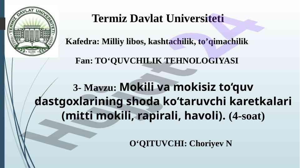 To‘quvchilarga to‘qimachilik texnologiyasi mavzusi