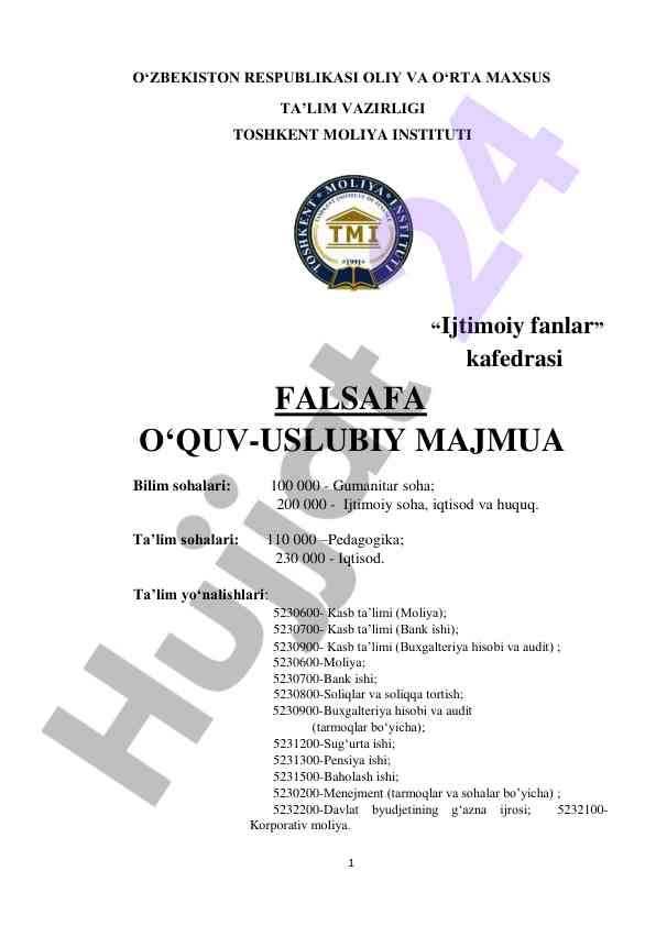 Falsafa o‘quv-uslubiy majmua