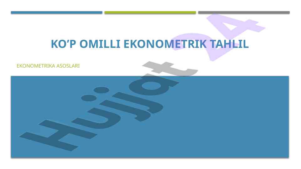 Ko'p Omilli Ekonometrik Tahlil Asoslari