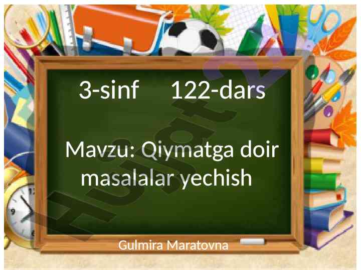 Qiymatga doir masalalar yechish darsi