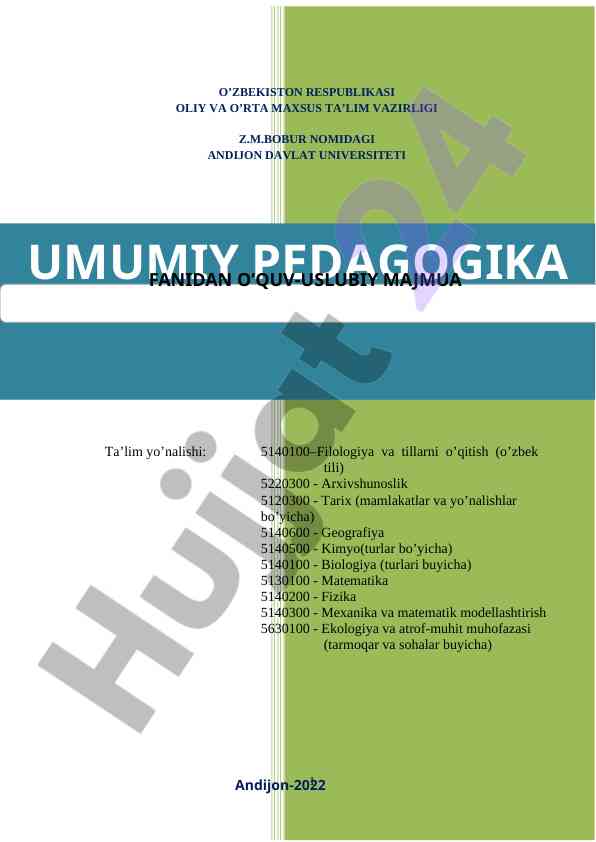 O‘quv-uslubiy majmua ta’lim yo’nalishlari