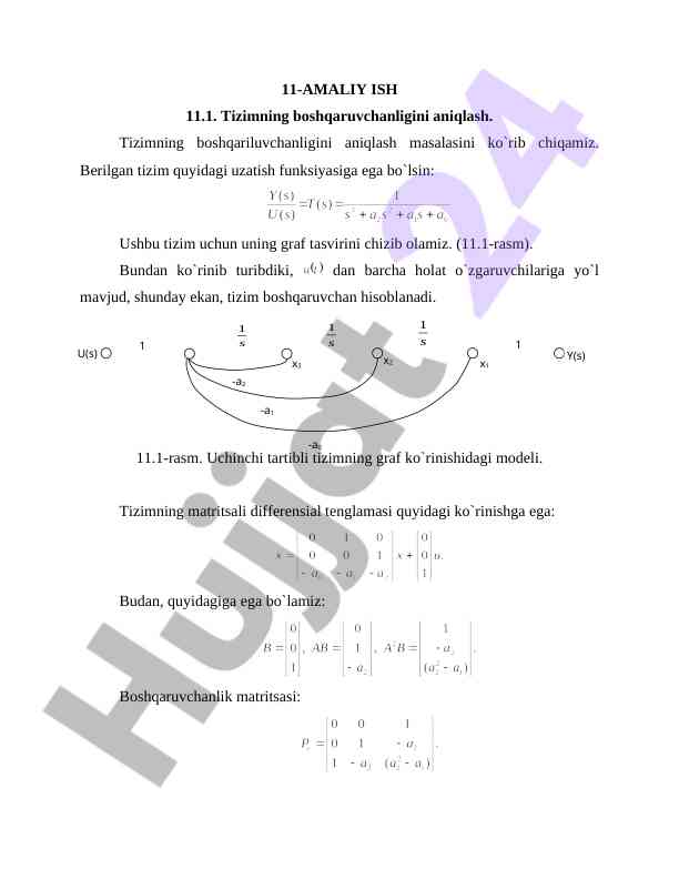 Tizimning boshqaruvchanligini aniqlash amaliyoti