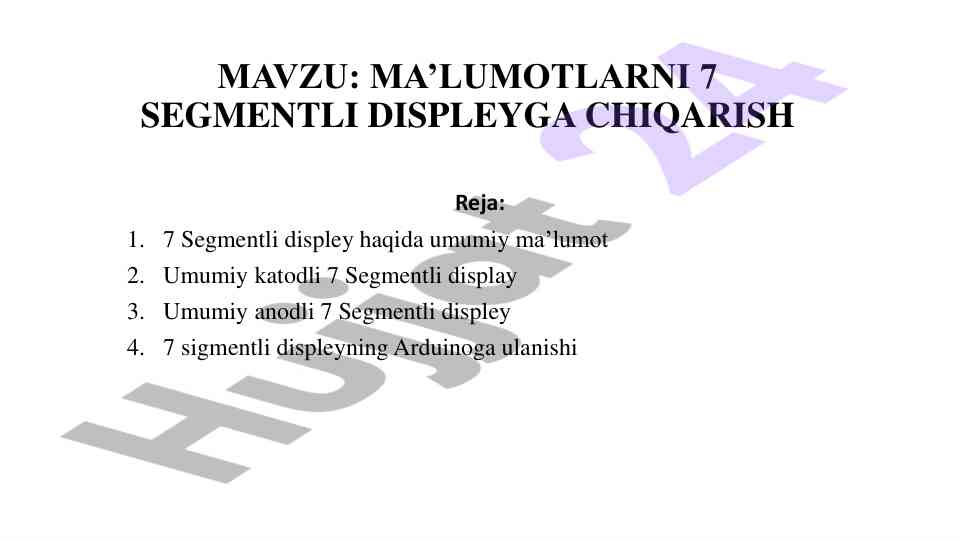 7 segmentli displeylar haqida ma'lumot