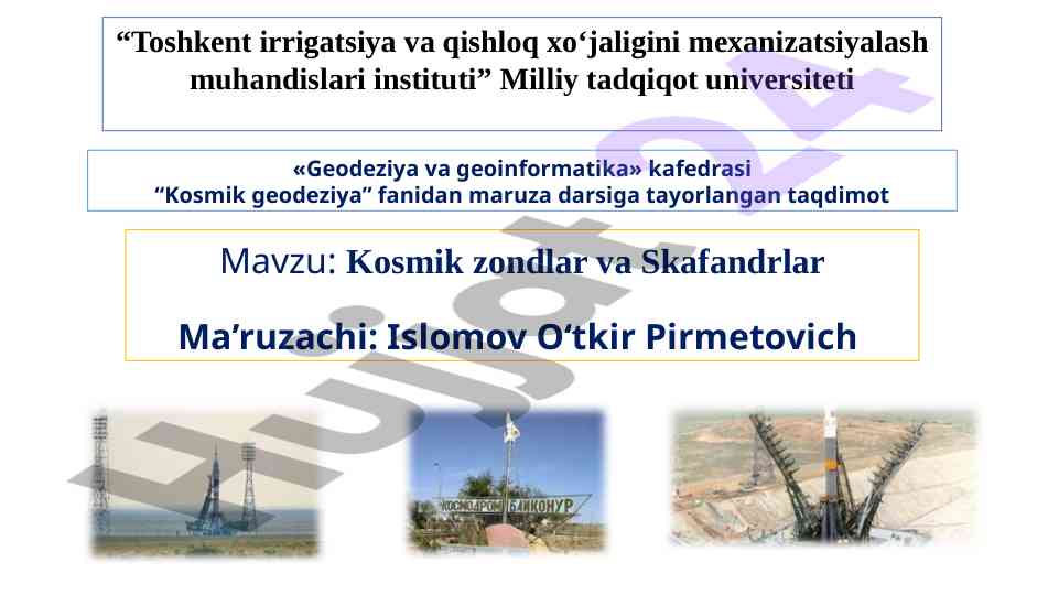 Kosmik zondlar va skafandrlar taqdimoti