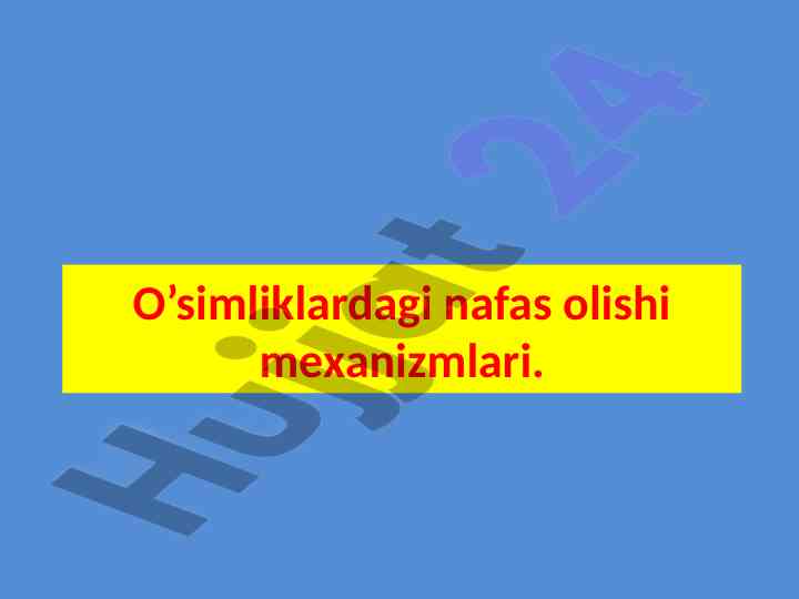 O’simliklardagi nafas olishi mexanizmlari