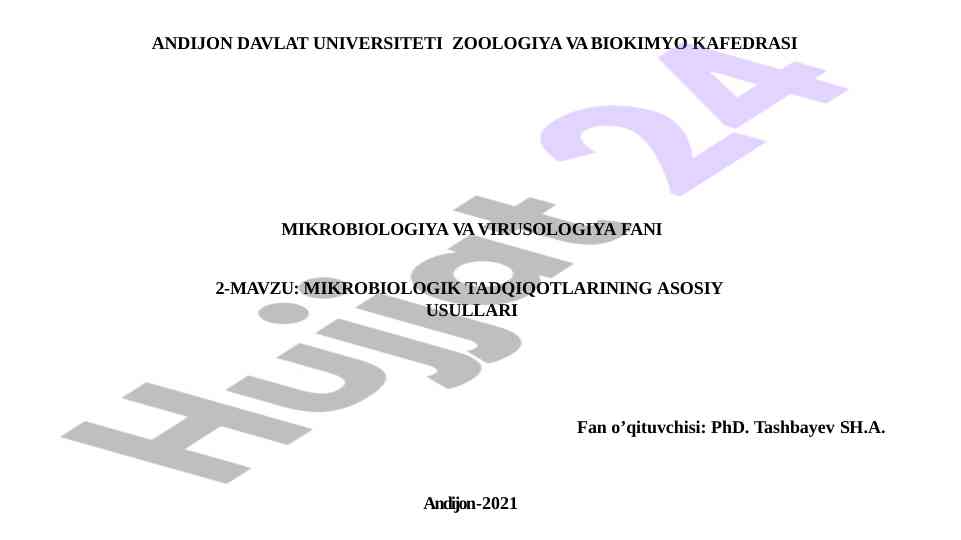 Mikrobiologiya laboratoriyasi usullari va uskunalari