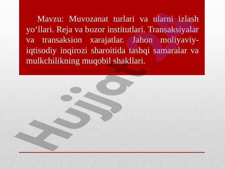 Muvozanat turlari va ularni izlash yo‘llari