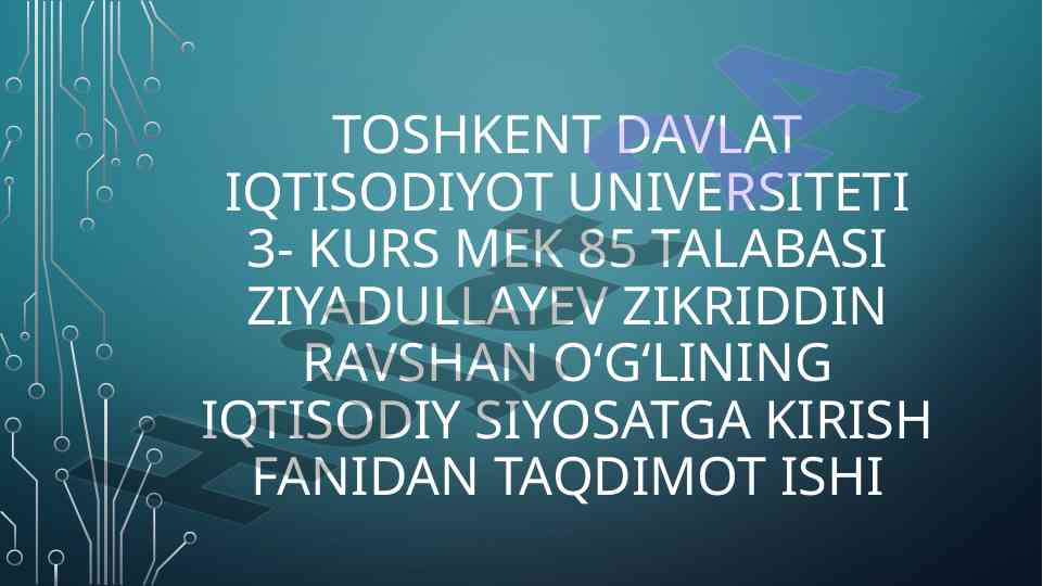 Tabiiy resurslarni iqtisodiy baxolash taqdimoti