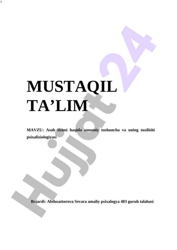 Asab tizimi haqida umumiy tushuncha va uning tuzilishi