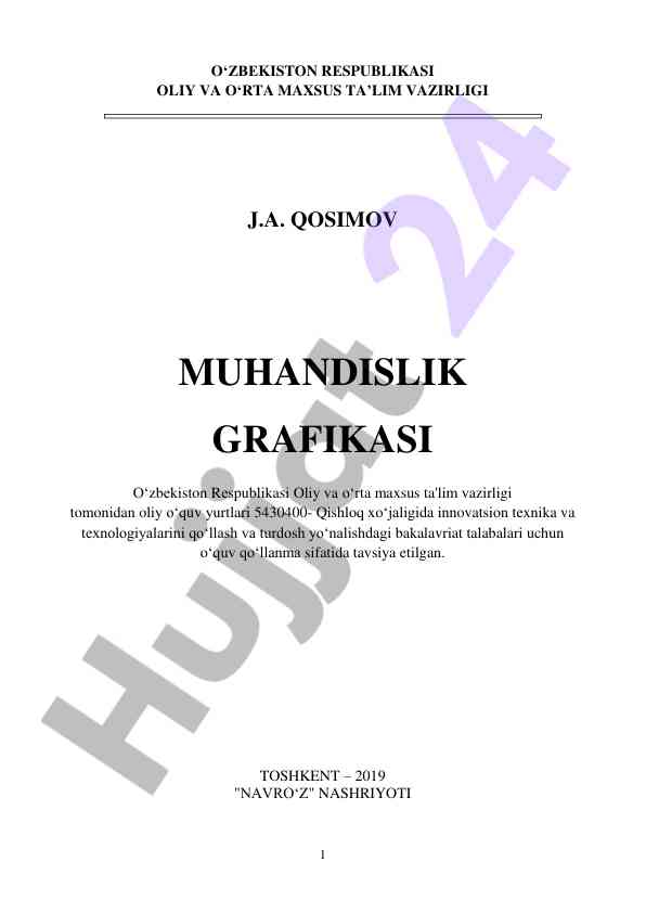 Muhandislik grafikasida o‘quv qo‘llanma