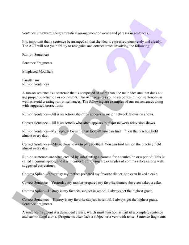 Understanding run-on sentences and corrections