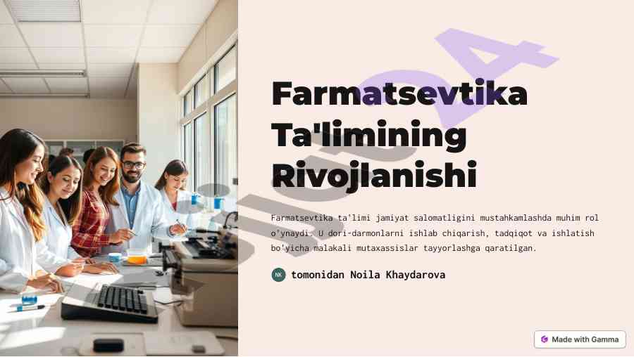 Farmatsevtika ta'limining rivojlanishi va maqsadlari