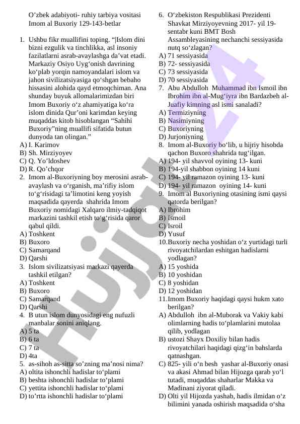 O’zbek adabiyoti ruhiy tarbiya vositasi